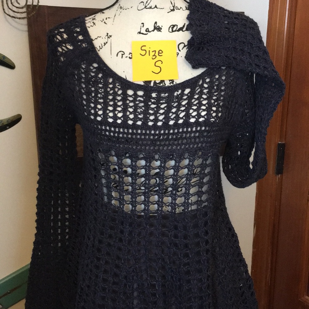 Free People Crotchet Top Black New